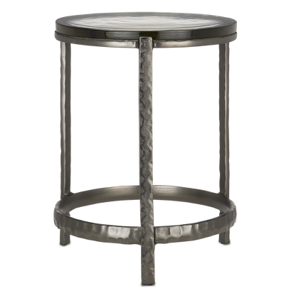 Currey & Co. 18.5" Acea Graphite Accent Table with Cast Glass 4000-0157