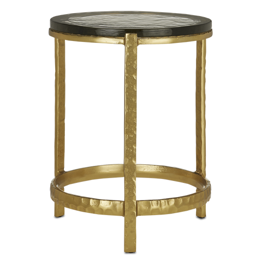 Currey & Co. 18.5" Acea Gold Accent Table with Cast Glass 4000-0156