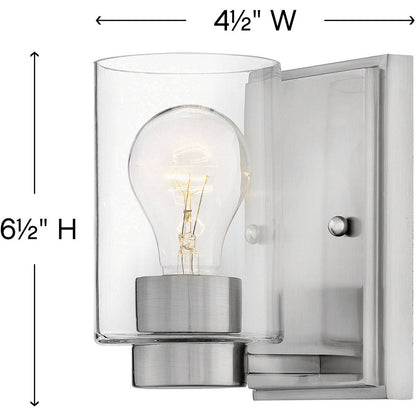 Hinkley Lighting Miley Single Light Vanity Brushed Nickel with Clear glass Clear Seedy Glass 5050BN-CL