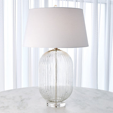 Global Views Clear Glass Ribbed Barrel Lamp 8.82885