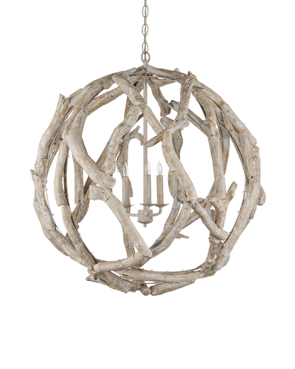 Currey & Co. Driftwood Whitewash Orb Chandelier 9000-1133