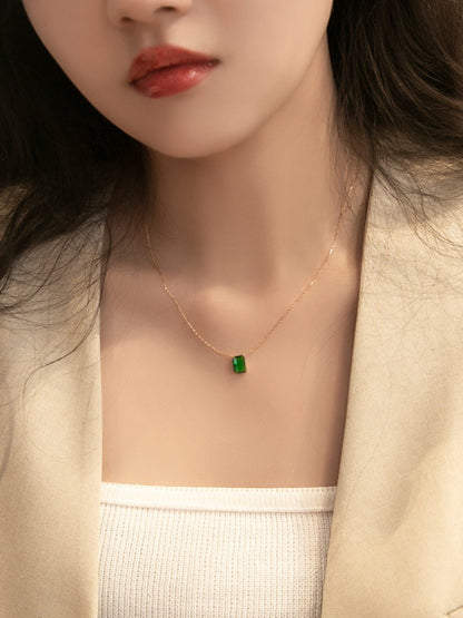 Dahlia S925 Sterling Silver Necklace Plated K Gold Emerald Zircon