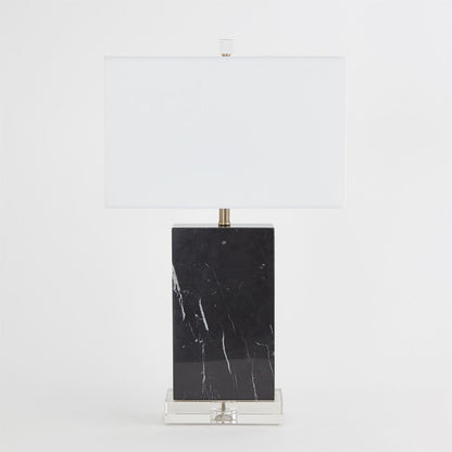 Global Views Marble Rectangular Table Lamp in Black 8.82976