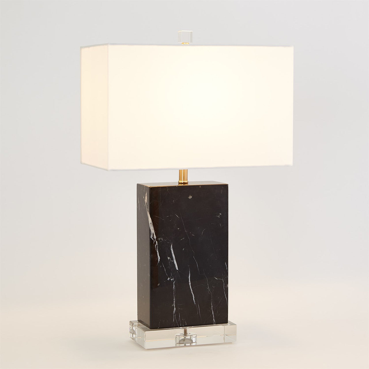 Global Views Marble Rectangular Table Lamp in Black 8.82976