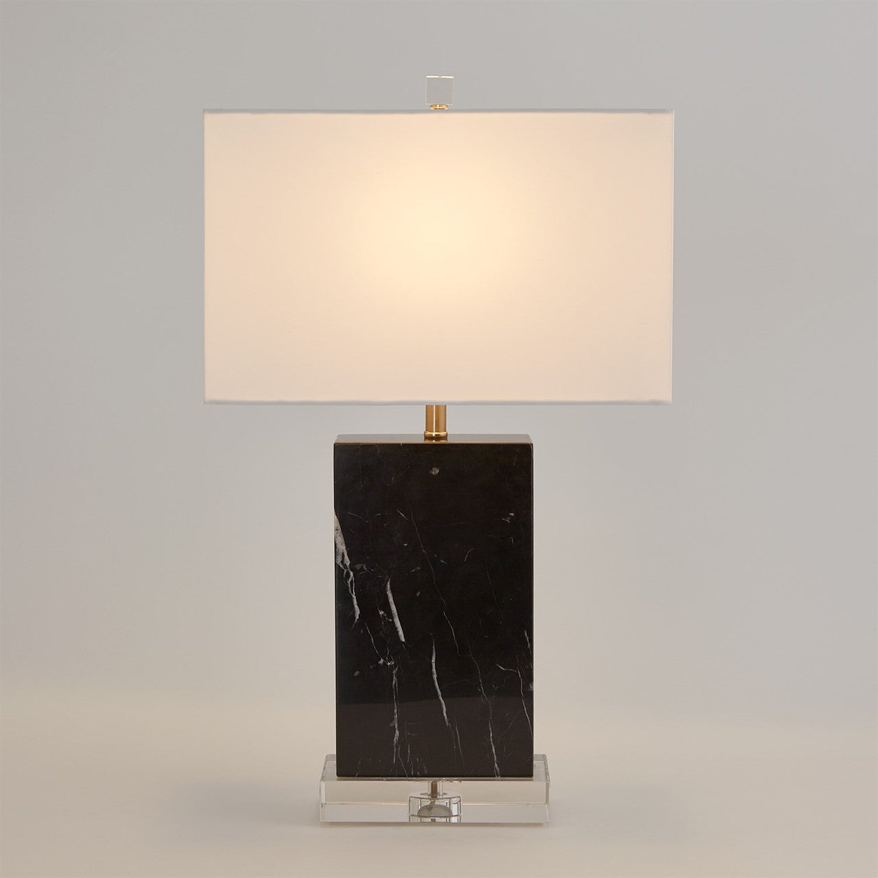 Global Views Marble Rectangular Table Lamp in Black 8.82976