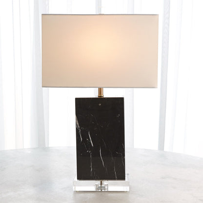 Global Views Marble Rectangular Table Lamp in Black 8.82976