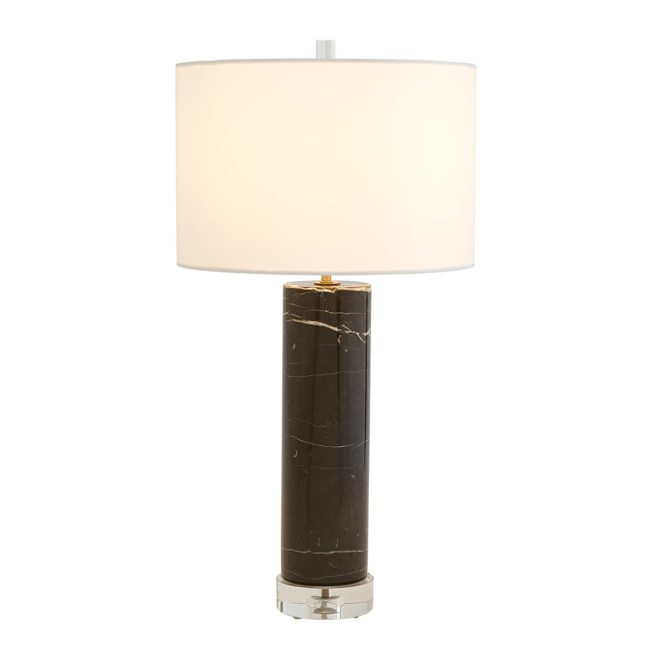 Global Views Marble Cylinder Table Lamp in Black 8.82977