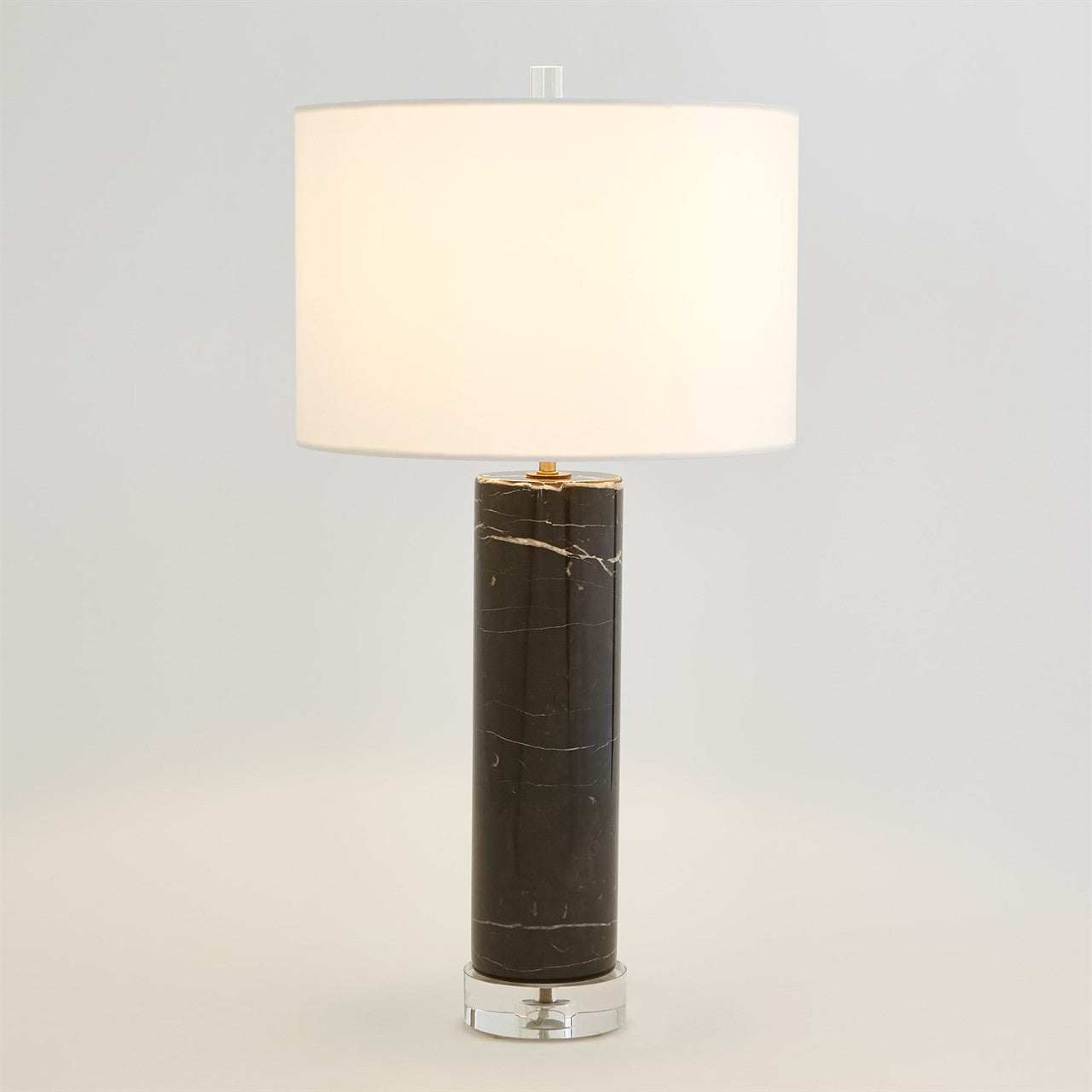 Global Views Marble Cylinder Table Lamp in Black 8.82977