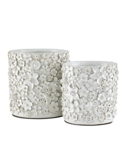 Currey & Co. Jessamine Small White Cachepot 1200-0628