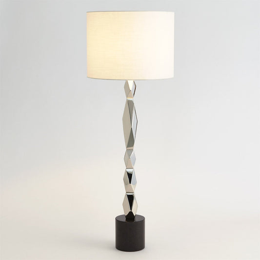 Global Views Facet Block Table Lamp in Nickel in Tall RT9.90025