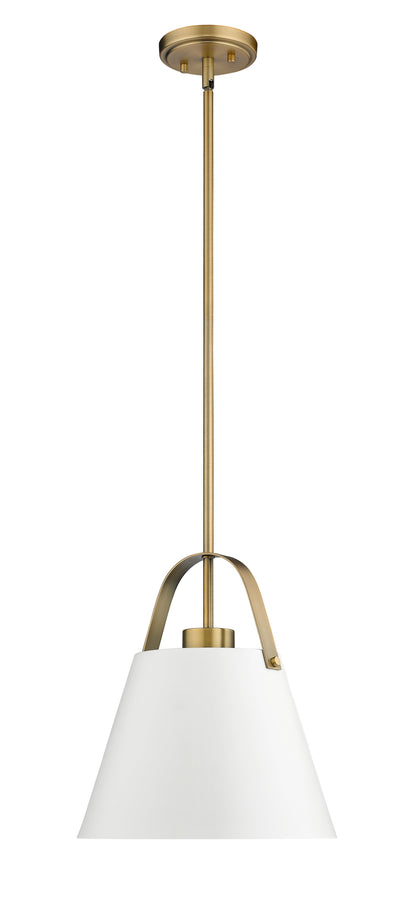 Z-Lite Z-Studio 1 Light Pendant in Matte White + Heritage Brass 726P-MW+HBR