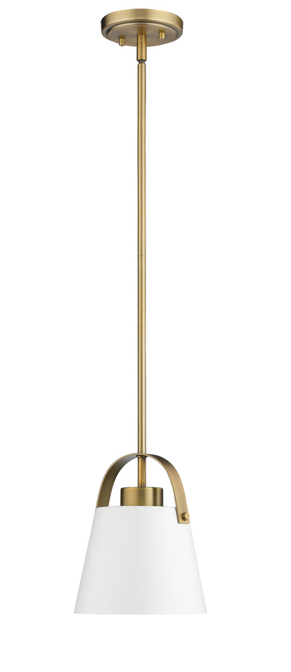 Z-Lite Z-Studio 1 Light Pendant in Matte White + Heritage Brass 726MP-MW+HBR