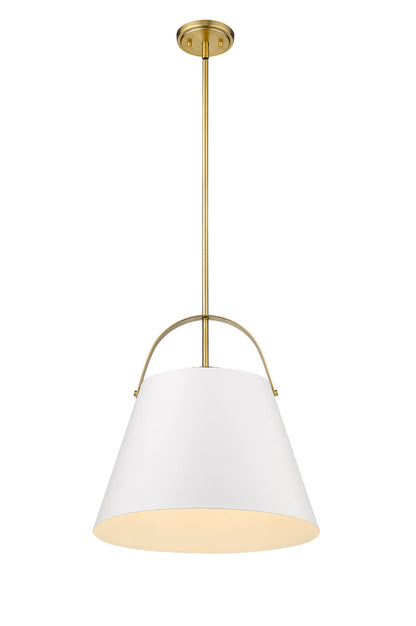 Z-Lite Z-Studio 1 Light Pendant in Matte White + Heritage Brass 726P18-MW+HBR