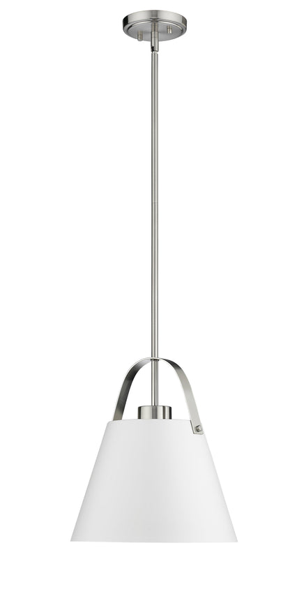 Z-Lite Z-Studio 1 Light Pendant in Matte White + Brushed Nickel 726P-MW+BN