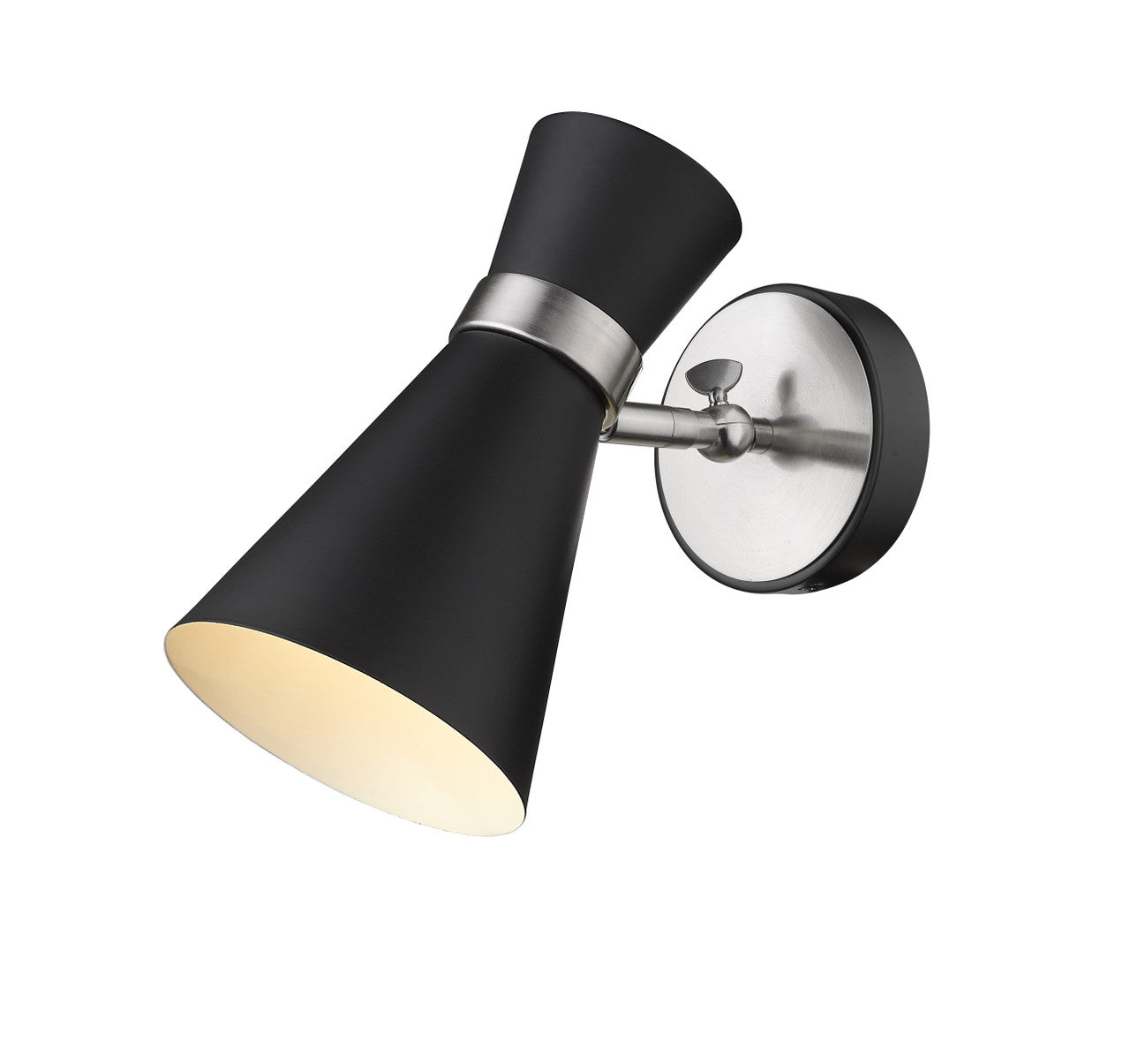 Z-Lite Soriano 1 Light Wall Sconce in Matte Black + Brushed Nickel 728-1S-MB-BN