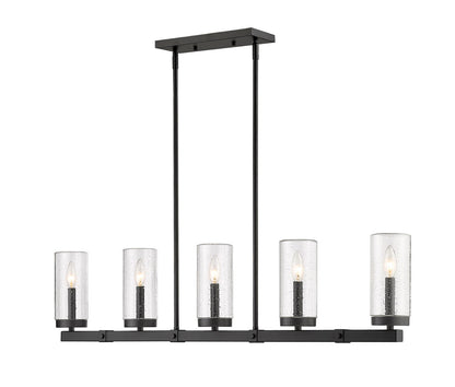 Z-Lite Marlow 5 Light Outdoor Linear Chandelier in Matte Black 589-5L-BK