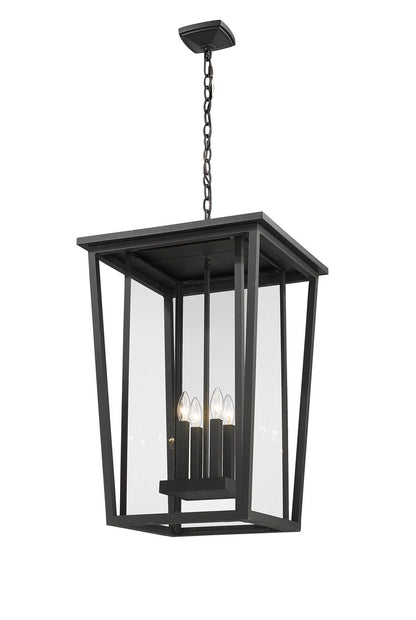 Z-Lite Seoul 4 Light Outdoor Chain Mount Ceiling Fixture in Black 571CHXXL-BK