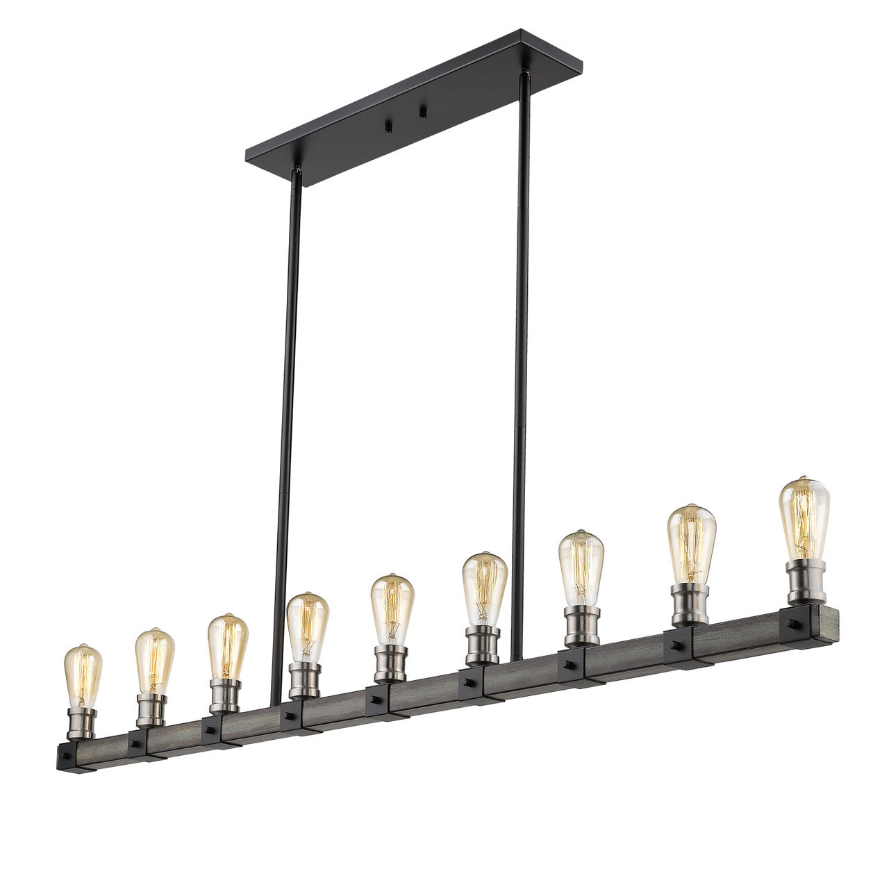 Z-Lite Kirkland 9 Light Linear Chandelier in Ashen Barnboard 472-9L-ABB