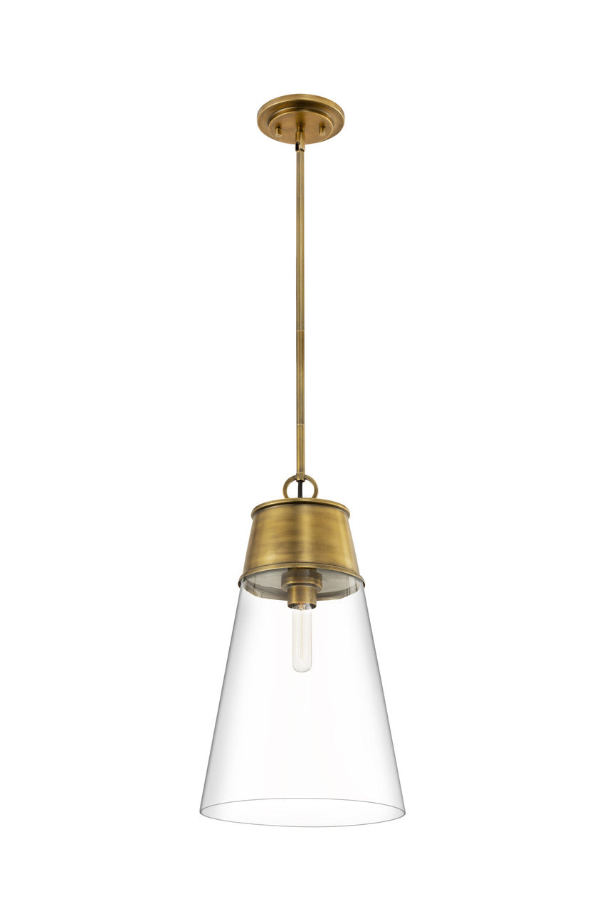 Z-Lite Wentworth 1 Light Pendant in Rubbed Brass 2300P12-RB