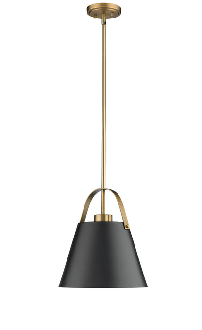 Z-Lite Z-Studio 1 Light Pendant in Matte Black + Heritage Brass 726P-MB+HBR