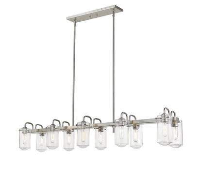 Z-Lite Delaney 10 Light Linear Chandelier in Brushed Nickel 471-10L-BN