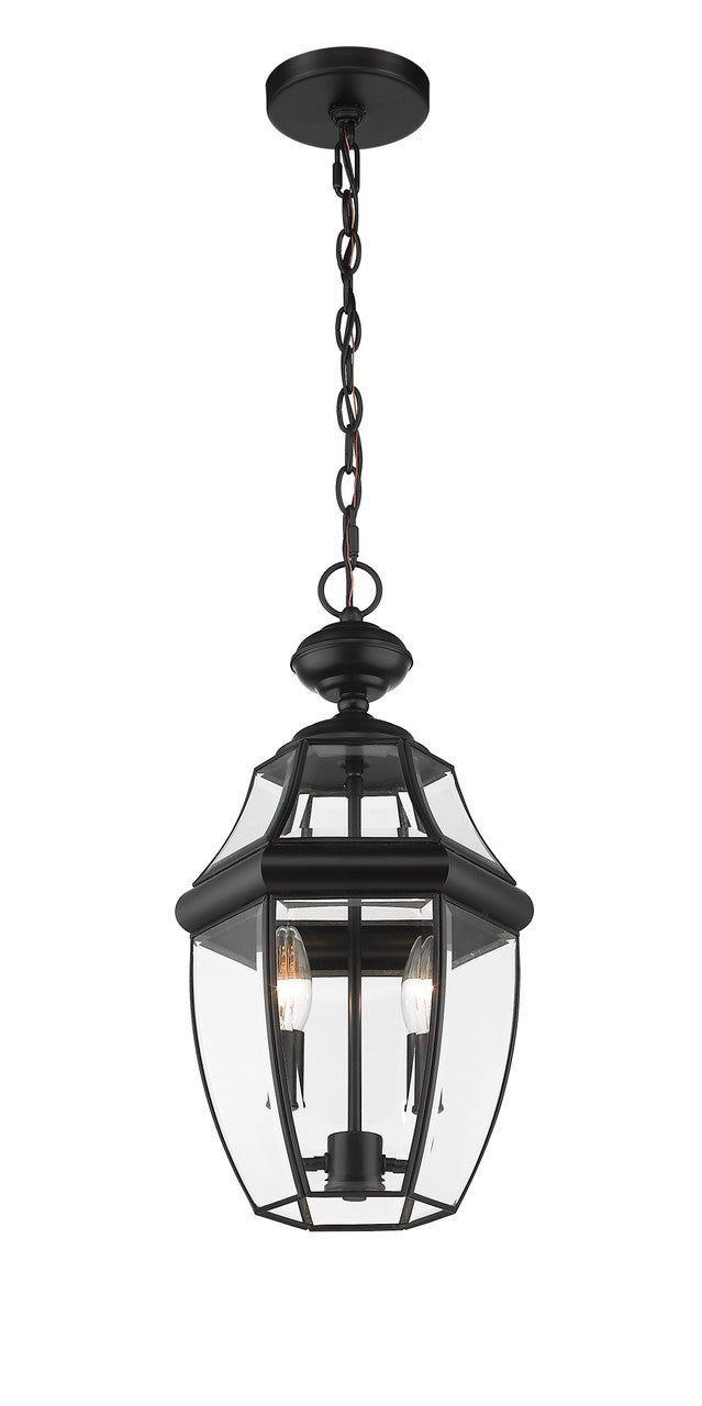 Z-Lite Westover 2 Light Outdoor Chain Mount Ceiling Fixture in Black 580CHM-BK