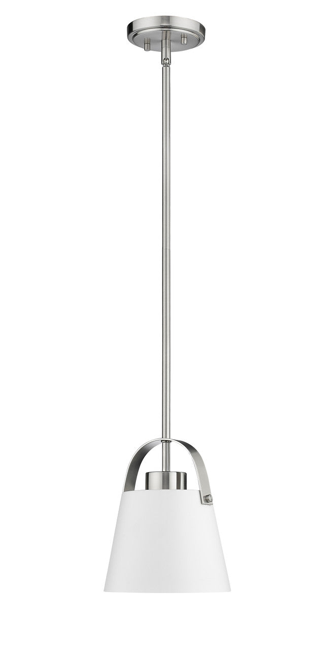 Z-Lite Z-Studio 1 Light Pendant in Matte White + Brushed Nickel 726MP-MW+BN