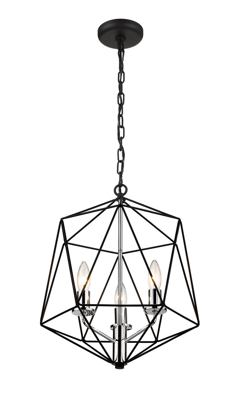 Z-Lite Geo 5 Light Chandelier in Matte Black + Chrome 918-18MB-CH