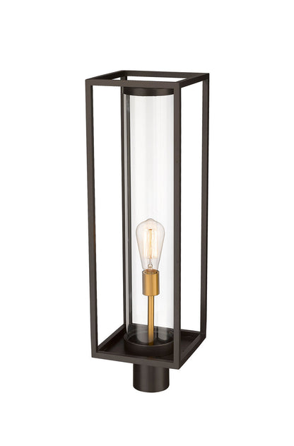 Z-Lite Dunbroch 1 Light Outdoor Post Mount Fixture in Deep Bronze + Outdoor Brass 584PHBR-DBZ-OBS