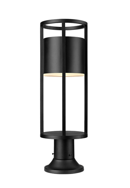 Z-Lite Luca 1 Light Outdoor Pier Mounted Fixture in Black 517PHM-553PM-BK-LED