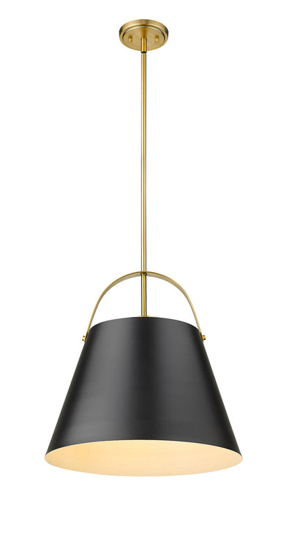 Z-Lite Z-Studio 1 Light Pendant in Matte Black + Heritage Brass 726P18-MB+HBR