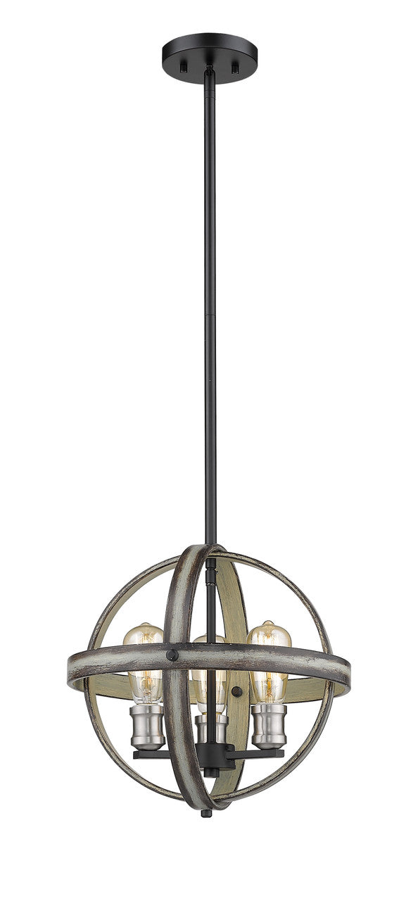 Z-Lite Kirkland 3 Light Pendant in Ashen Barnboard 472B14-ABB