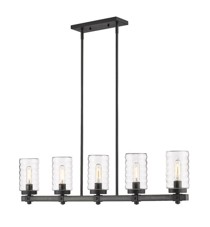 Z-Lite Tahoe 5 Light Outdoor Linear Chandelier in Ashen Barnboard 588-5L-ABB