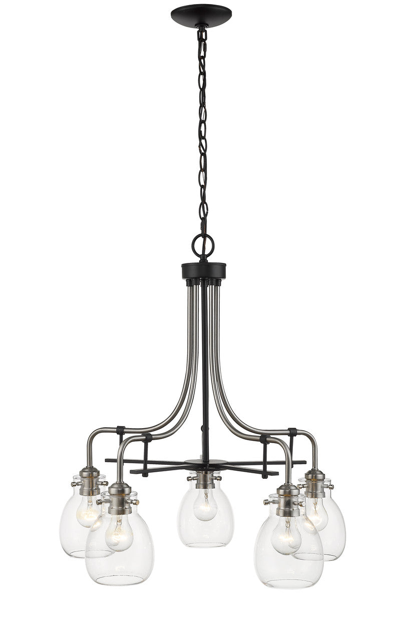 Z-Lite Kraken 5 Light Chandelier in Matte Black + Brushed Nickel 466-5MB-BN