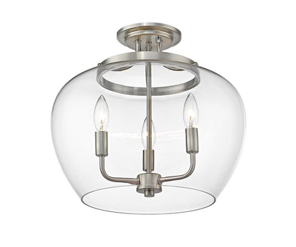 Z-Lite Joliet 3 Light Semi Flush Mount in Brushed Nickel 473SF-BN