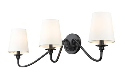 Z-Lite Gianna 3 Light Wall Sconce in Matte Black 7509-3S-MB