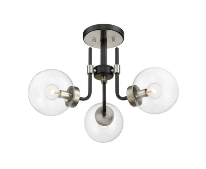 Z-Lite Parsons 3 Light Semi Flush Mount in Matte Black + Brushed Nickel 477-3SF-MB-BN