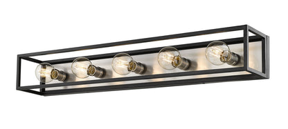 Z-Lite Kube 5 Light Vanity in Matte Black + Brushed Nickel 480-5V-MB-BN