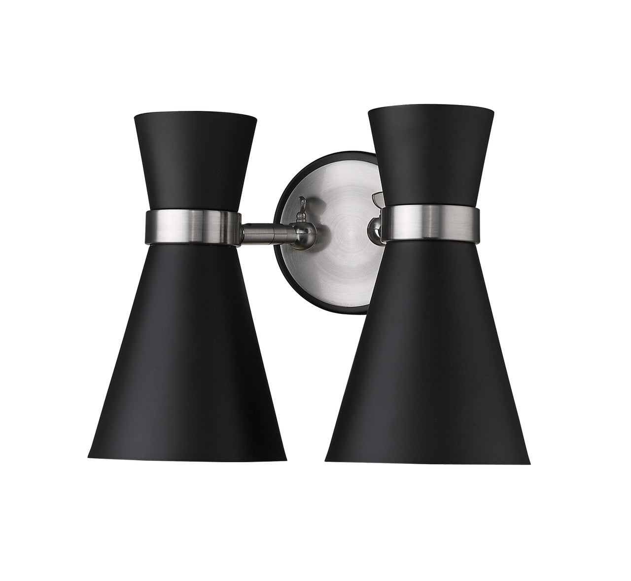 Z-Lite Soriano 2 Light Wall Sconce in Matte Black + Brushed Nickel 728-2S-MB-BN