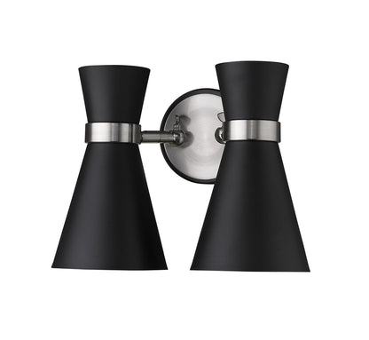 Z-Lite Soriano 2 Light Wall Sconce in Matte Black + Brushed Nickel 728-2S-MB-BN