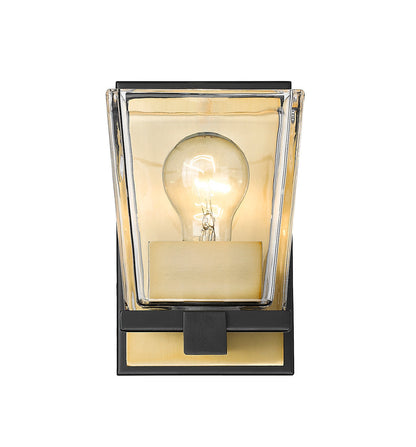 Z-Lite Bleeker Street 1 Light Wall Sconce in Matte Black + Olde Brass 475-1S-MB-OBR