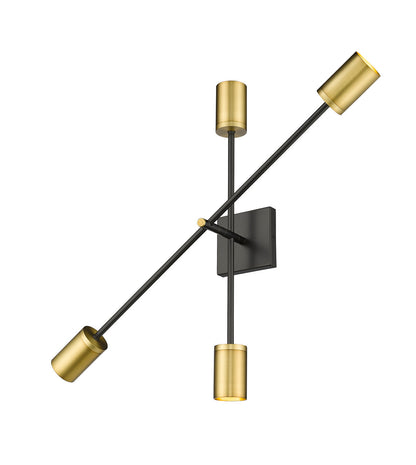 Z-Lite Calumet 4 Light Wall Sconce in Matte Black + Olde Brass 814-4S-MB-OBR