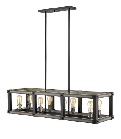 Z-Lite Kirkland 8 Light Linear Chandelier in Ashen Barnboard 472-8L-ABB