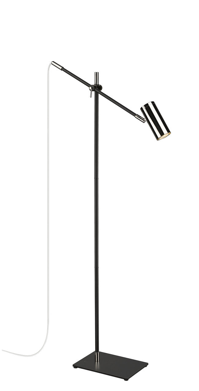 Z-Lite Calumet 1 Light Floor Lamp in Matte Black + Polished Nickel 814FL-MB-PN