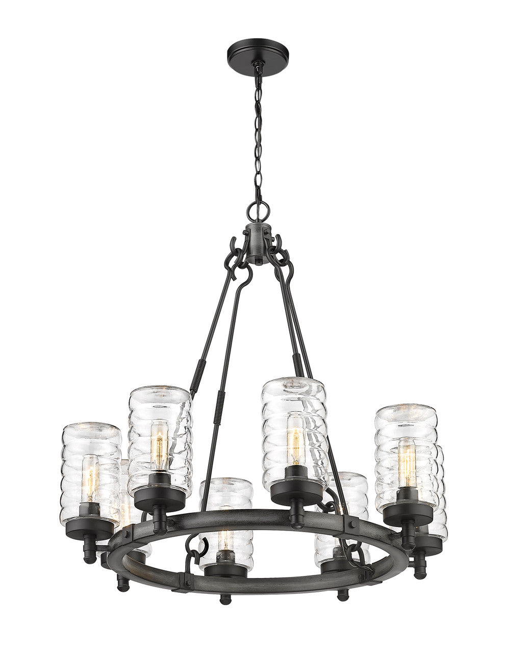 Z-Lite Tahoe 8 Light Outdoor Chandelier in Ashen Barnboard 588-8ABB