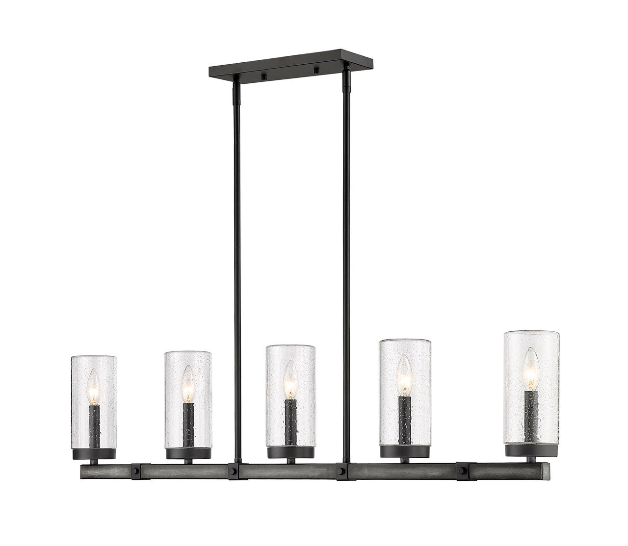 Z-Lite Marlow 5 Light Outdoor Linear Chandelier in Ashen Barnboard 589-5L-ABB