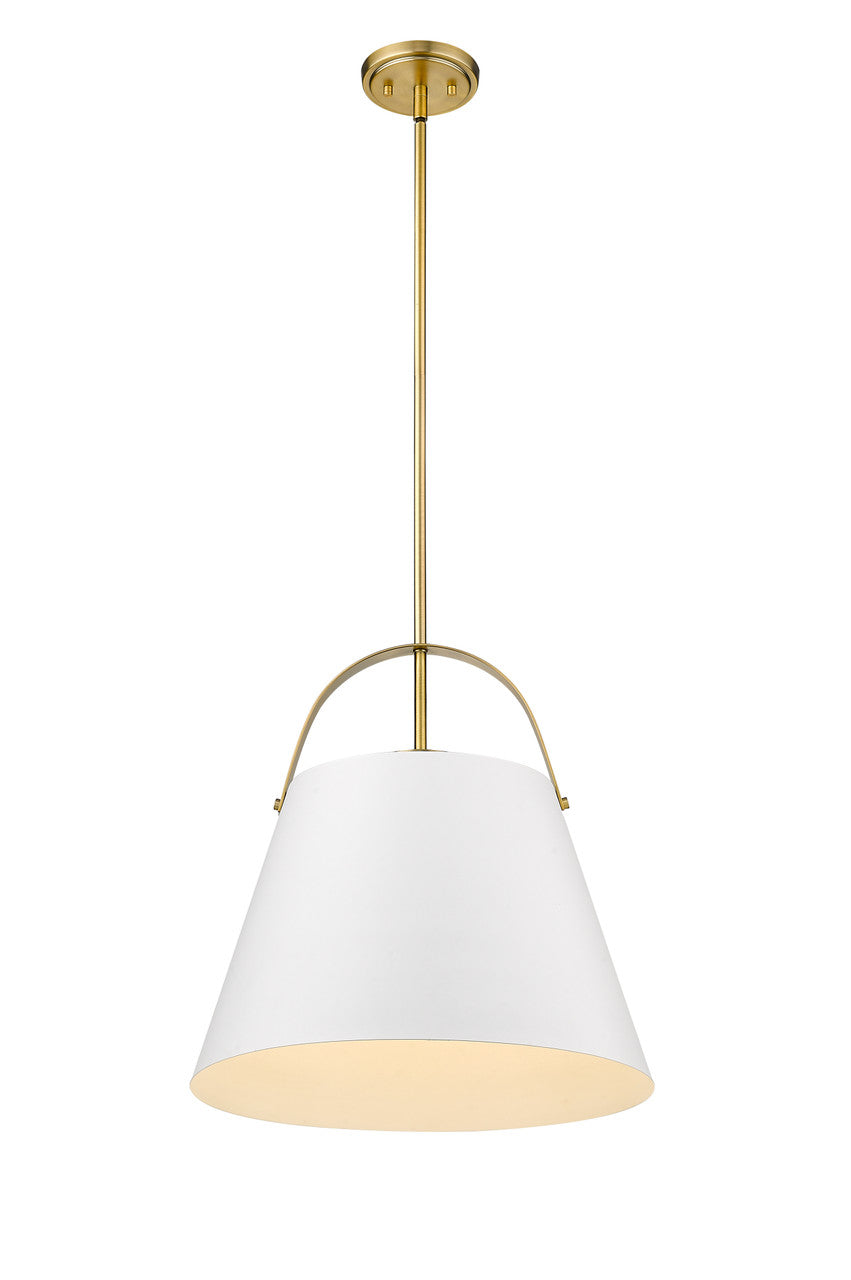 Z-Lite Z-Studio 1 Light Pendant in Matte White + Heritage Brass 726P18-MW+HBR