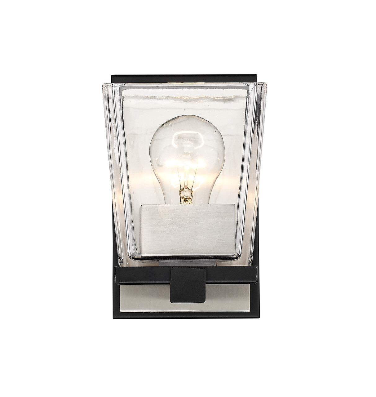 Z-Lite Bleeker Street 1 Light Wall Sconce in Matte Black + Brushed Nickel 475-1S-MB-BN