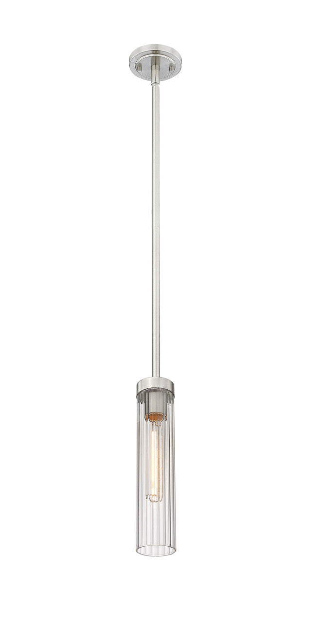 Z-Lite Beau 1 Light Pendant in Brushed Nickel 740P-ROD-BN