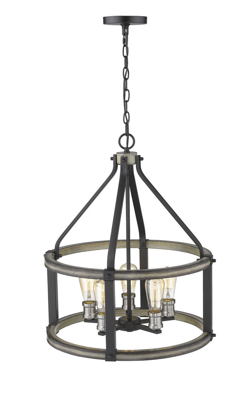 Z-Lite Kirkland 5 Light Chandelier in Ashen Barnboard 472-5D-ABB